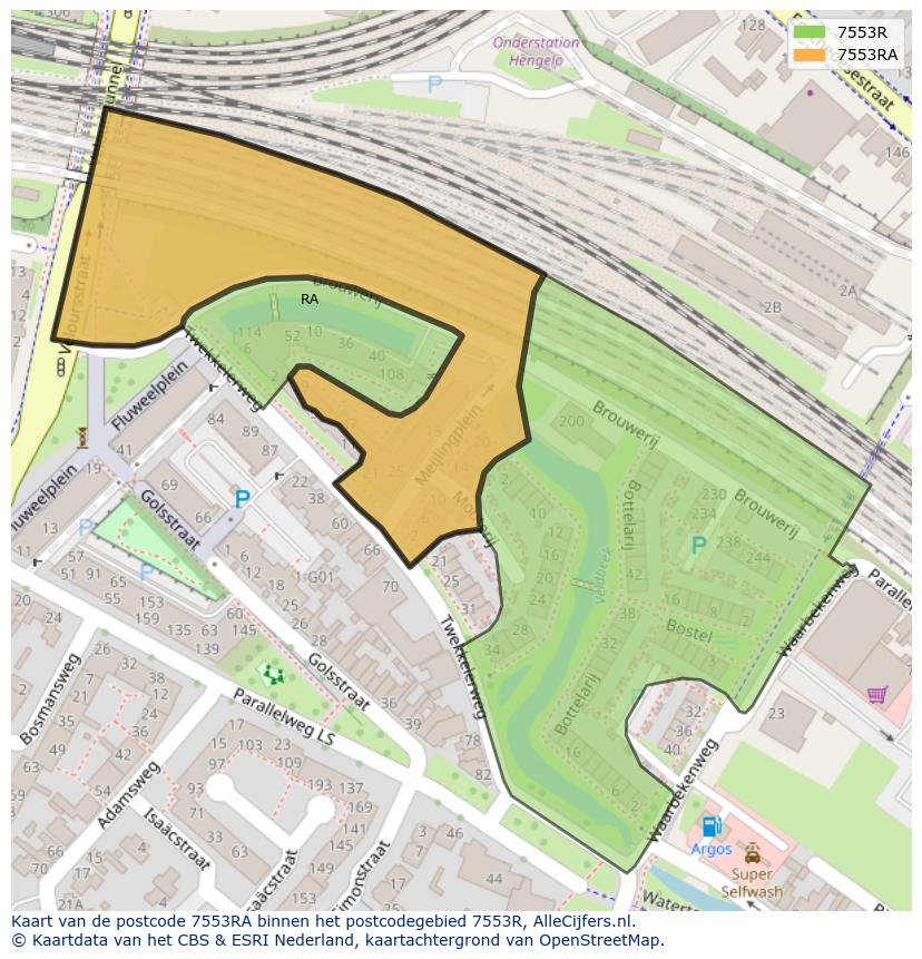 Afbeelding van het postcodegebied 7553 RA op de kaart.