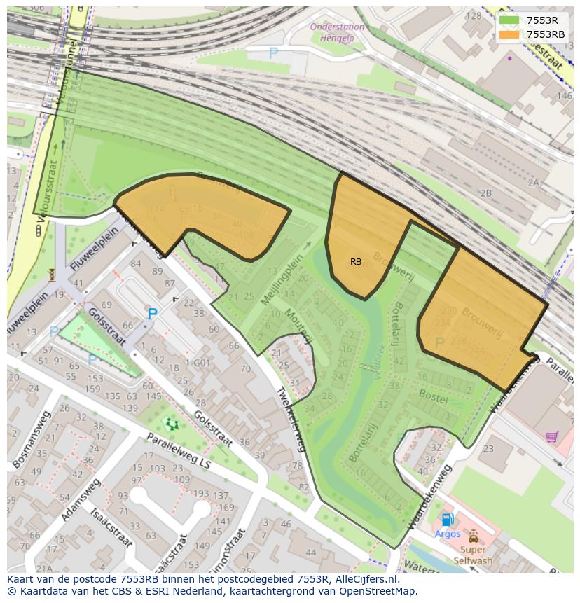 Afbeelding van het postcodegebied 7553 RB op de kaart.