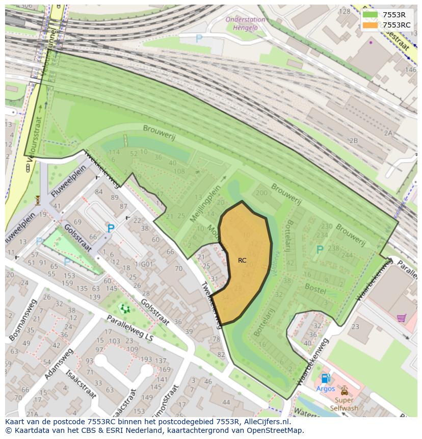 Afbeelding van het postcodegebied 7553 RC op de kaart.