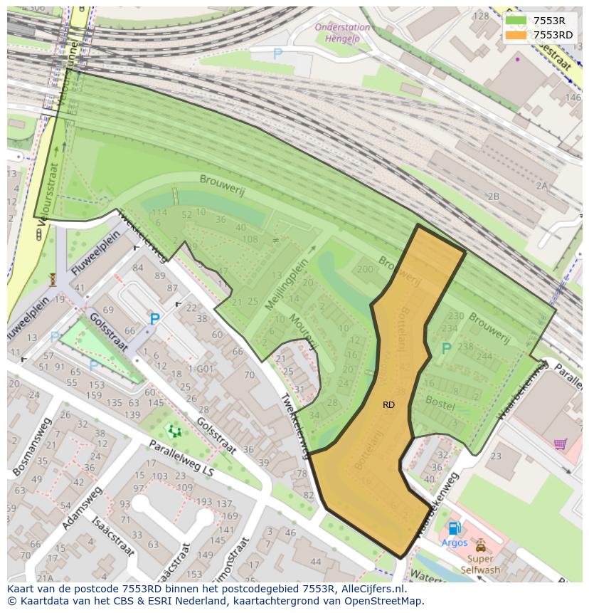 Afbeelding van het postcodegebied 7553 RD op de kaart.