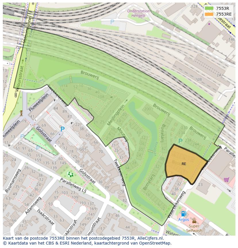 Afbeelding van het postcodegebied 7553 RE op de kaart.