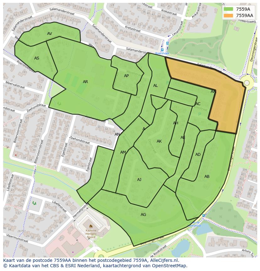 Afbeelding van het postcodegebied 7559 AA op de kaart.