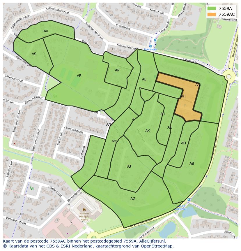 Afbeelding van het postcodegebied 7559 AC op de kaart.