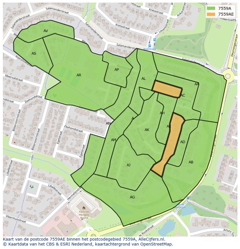 Afbeelding van het postcodegebied 7559 AE op de kaart.
