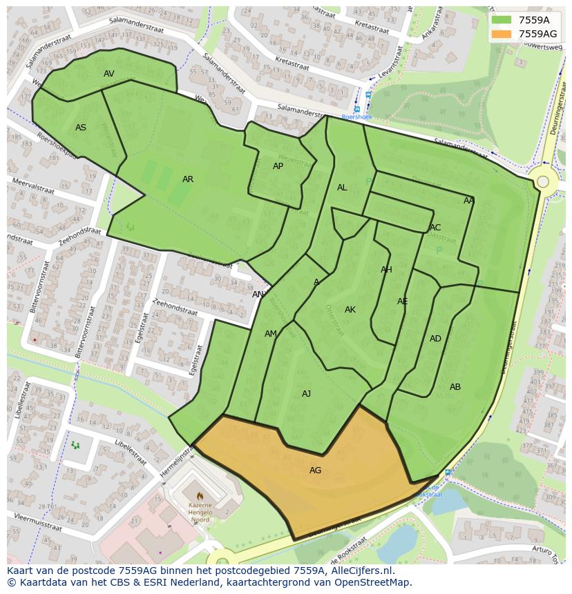 Afbeelding van het postcodegebied 7559 AG op de kaart.