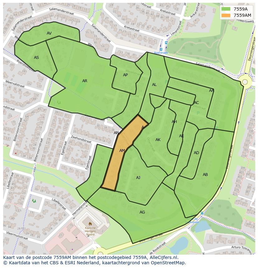 Afbeelding van het postcodegebied 7559 AM op de kaart.