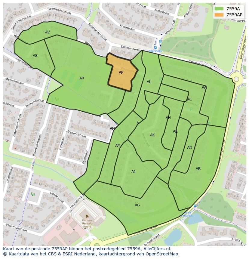 Afbeelding van het postcodegebied 7559 AP op de kaart.
