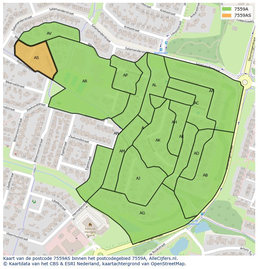 Afbeelding van het postcodegebied 7559 AS op de kaart.