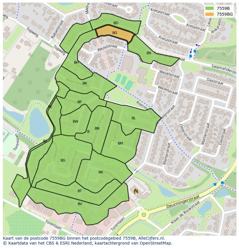 Afbeelding van het postcodegebied 7559 BG op de kaart.
