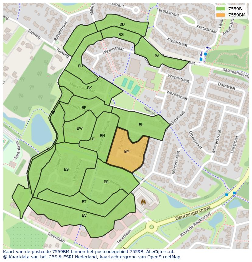 Afbeelding van het postcodegebied 7559 BM op de kaart.
