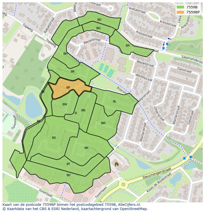 Afbeelding van het postcodegebied 7559 BP op de kaart.
