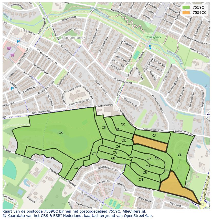 Afbeelding van het postcodegebied 7559 CC op de kaart.