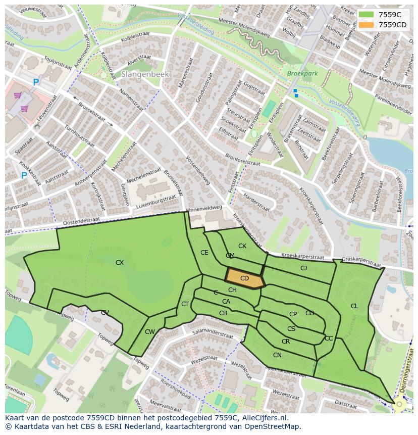 Afbeelding van het postcodegebied 7559 CD op de kaart.
