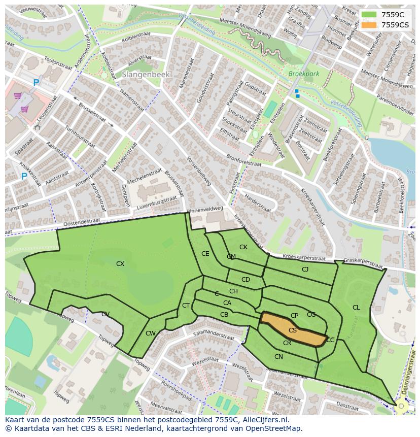 Afbeelding van het postcodegebied 7559 CS op de kaart.