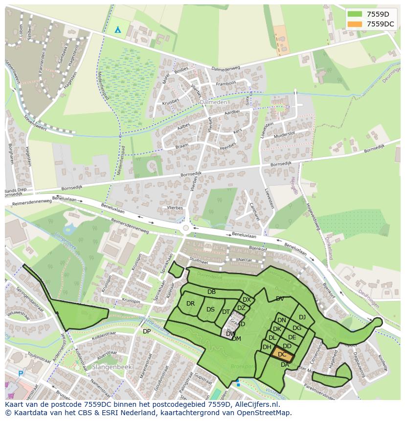 Afbeelding van het postcodegebied 7559 DC op de kaart.