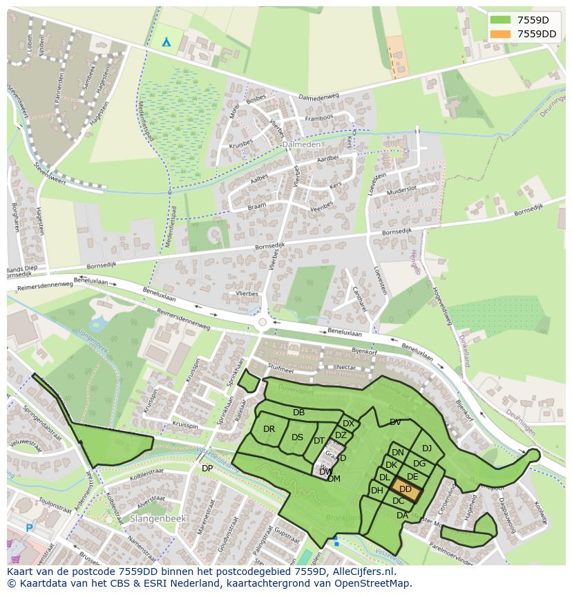 Afbeelding van het postcodegebied 7559 DD op de kaart.