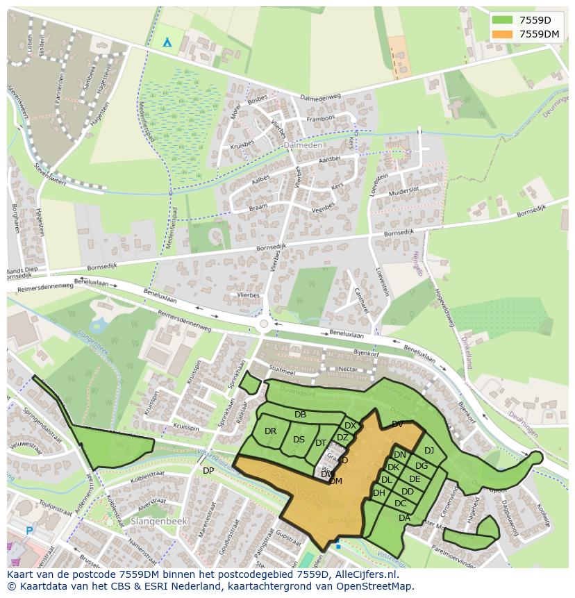 Afbeelding van het postcodegebied 7559 DM op de kaart.