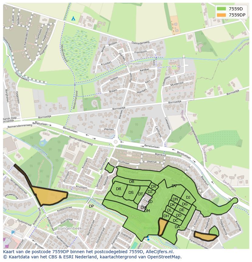 Afbeelding van het postcodegebied 7559 DP op de kaart.