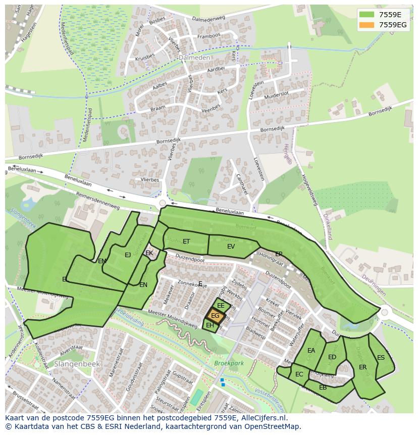 Afbeelding van het postcodegebied 7559 EG op de kaart.