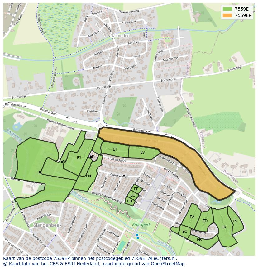 Afbeelding van het postcodegebied 7559 EP op de kaart.