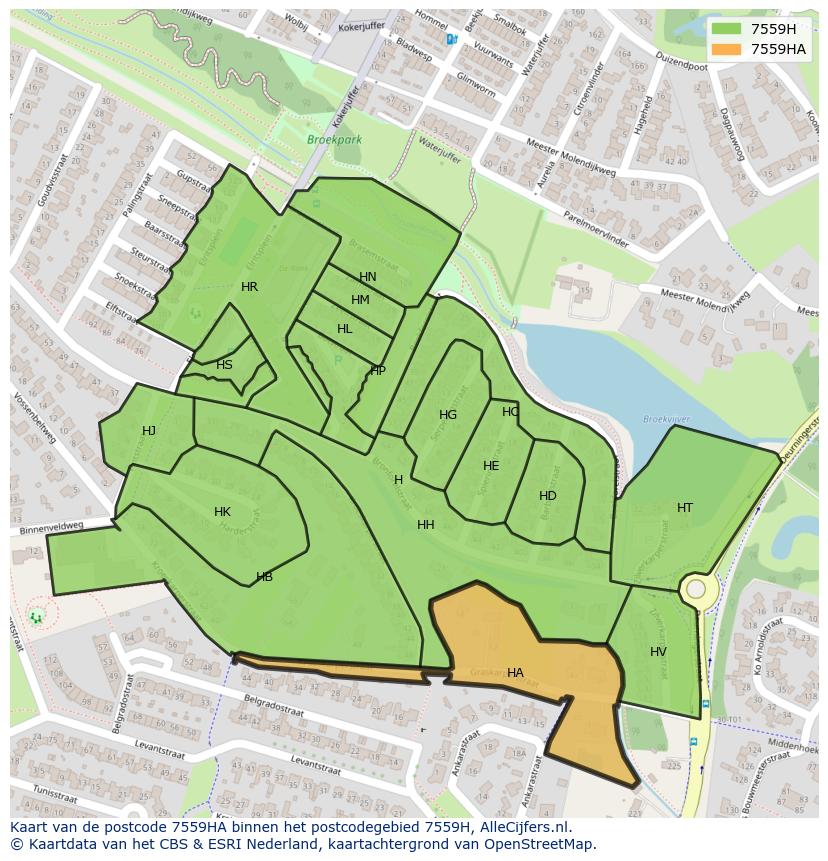 Afbeelding van het postcodegebied 7559 HA op de kaart.