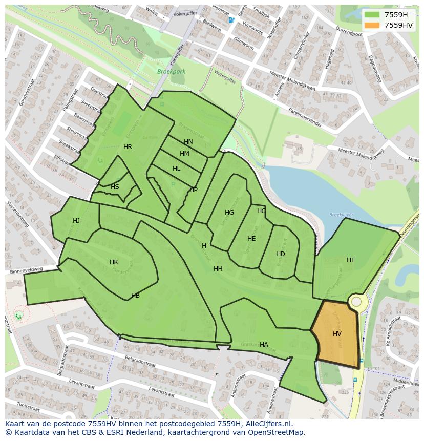 Afbeelding van het postcodegebied 7559 HV op de kaart.