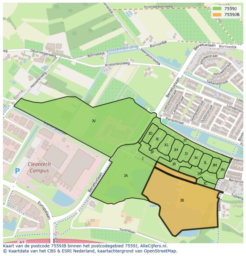 Afbeelding van het postcodegebied 7559 JB op de kaart.