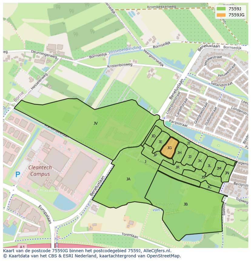 Afbeelding van het postcodegebied 7559 JG op de kaart.