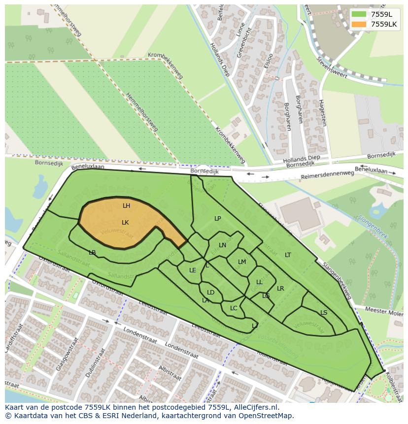 Afbeelding van het postcodegebied 7559 LK op de kaart.