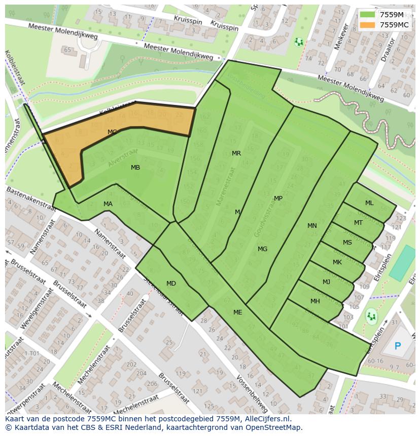 Afbeelding van het postcodegebied 7559 MC op de kaart.