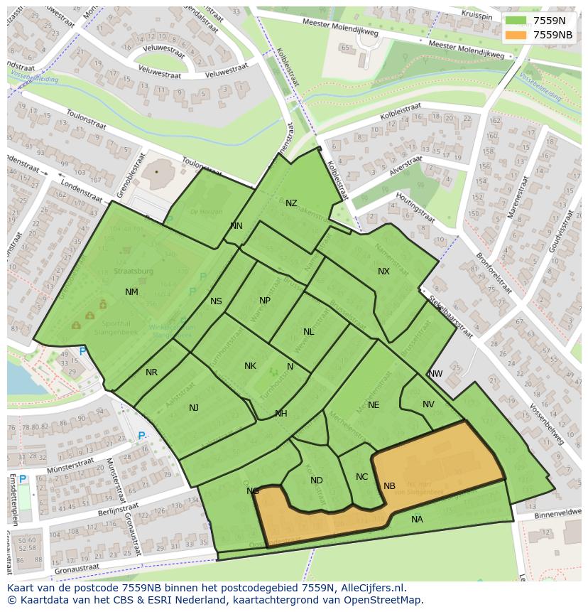 Afbeelding van het postcodegebied 7559 NB op de kaart.