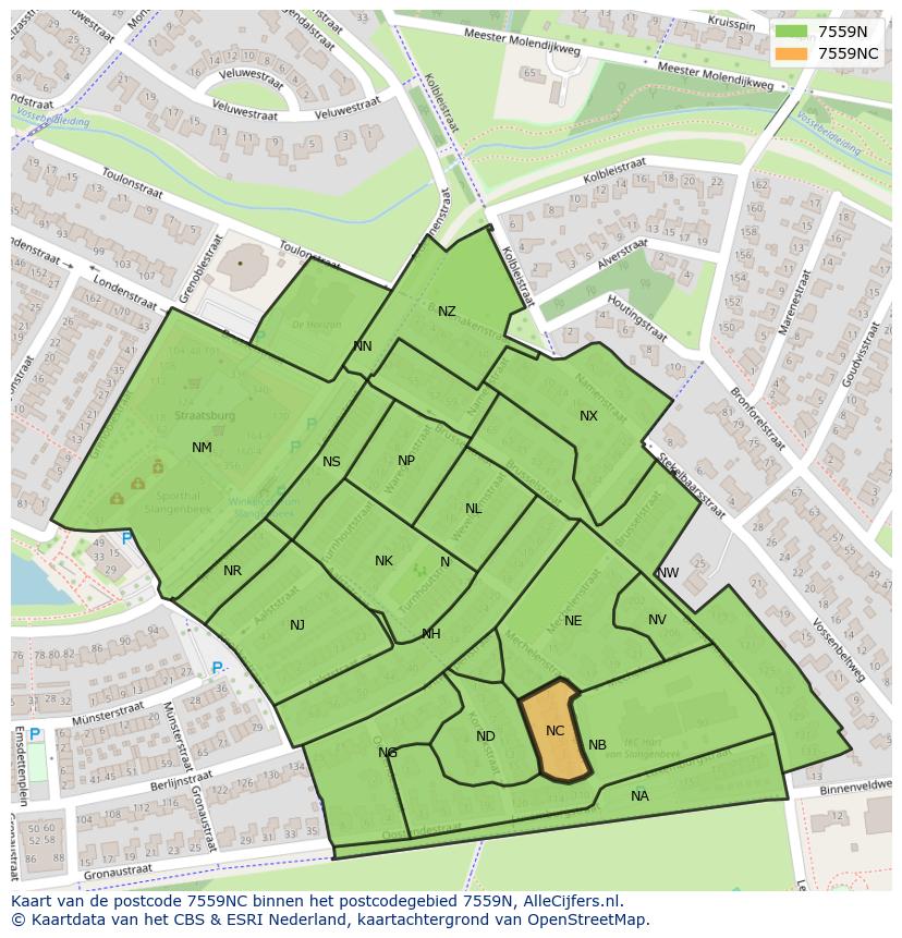 Afbeelding van het postcodegebied 7559 NC op de kaart.