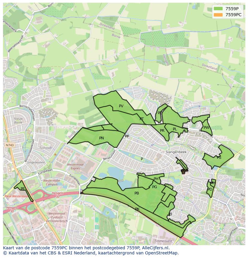 Afbeelding van het postcodegebied 7559 PC op de kaart.