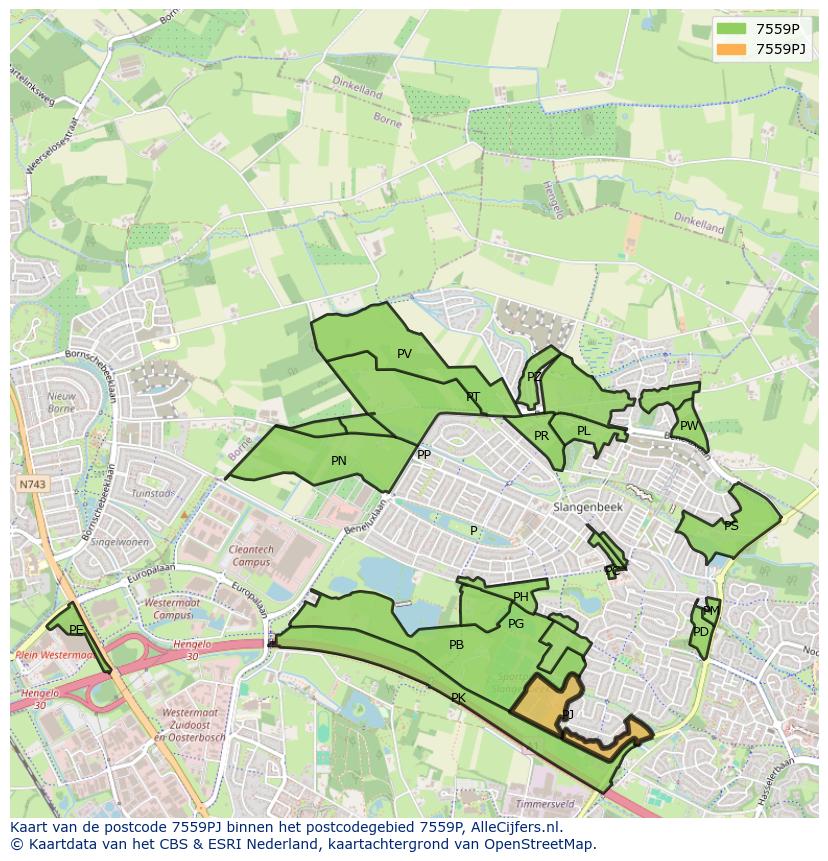 Afbeelding van het postcodegebied 7559 PJ op de kaart.