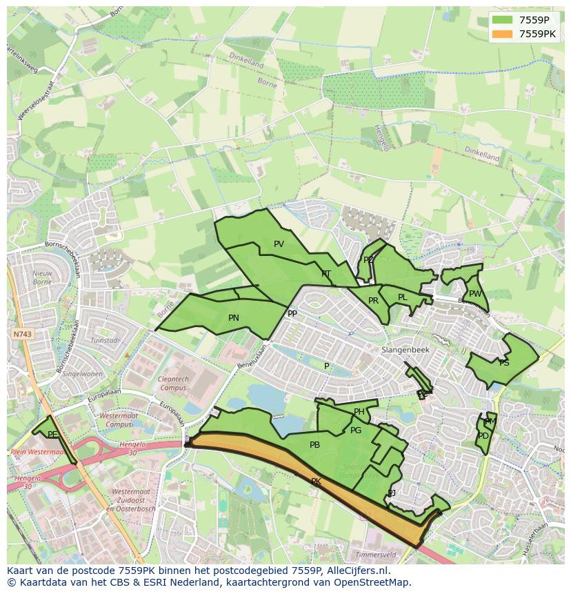 Afbeelding van het postcodegebied 7559 PK op de kaart.