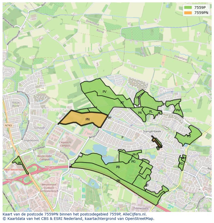Afbeelding van het postcodegebied 7559 PN op de kaart.