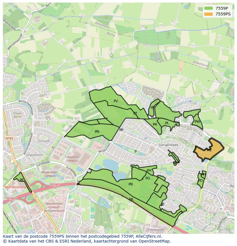 Afbeelding van het postcodegebied 7559 PS op de kaart.