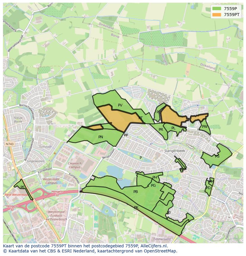 Afbeelding van het postcodegebied 7559 PT op de kaart.