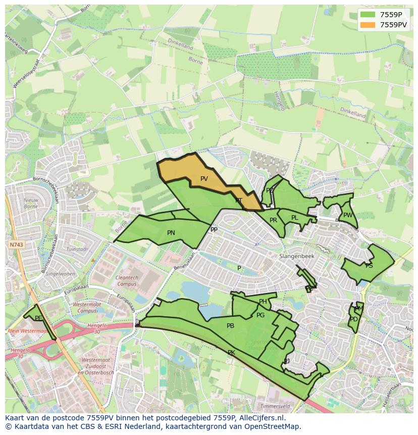 Afbeelding van het postcodegebied 7559 PV op de kaart.