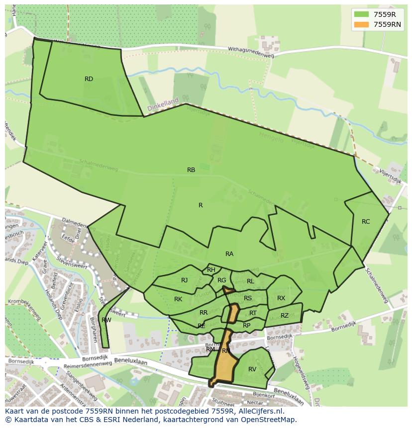 Afbeelding van het postcodegebied 7559 RN op de kaart.