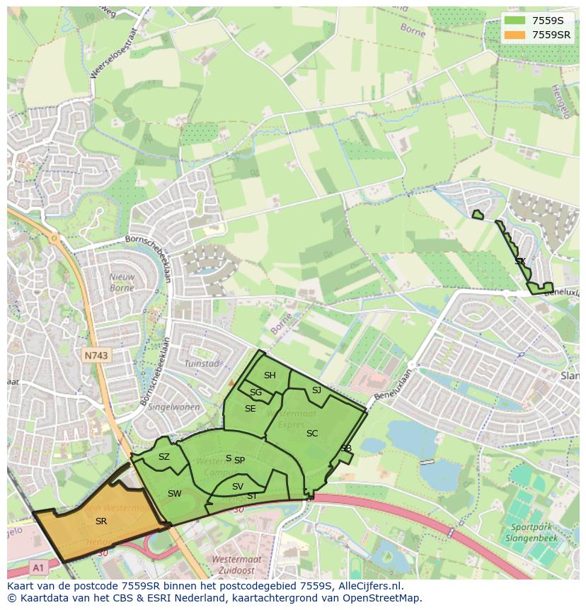 Afbeelding van het postcodegebied 7559 SR op de kaart.