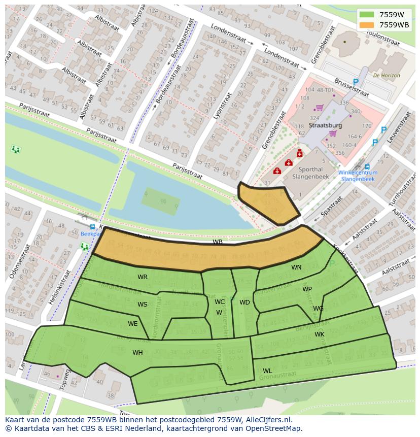 Afbeelding van het postcodegebied 7559 WB op de kaart.