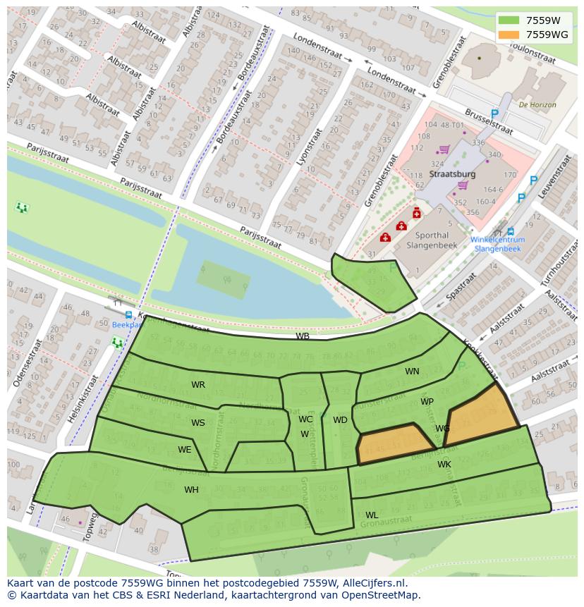 Afbeelding van het postcodegebied 7559 WG op de kaart.