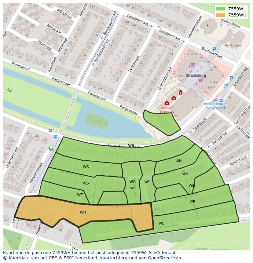 Afbeelding van het postcodegebied 7559 WH op de kaart.