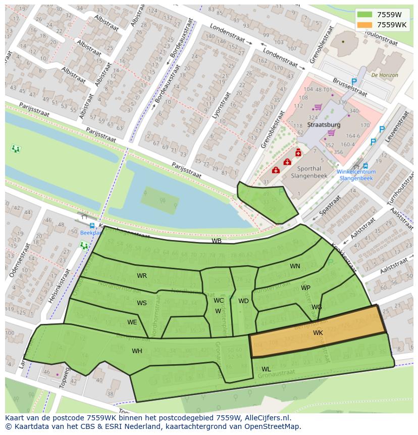 Afbeelding van het postcodegebied 7559 WK op de kaart.