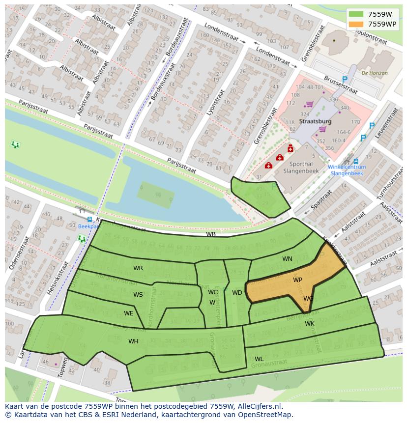 Afbeelding van het postcodegebied 7559 WP op de kaart.