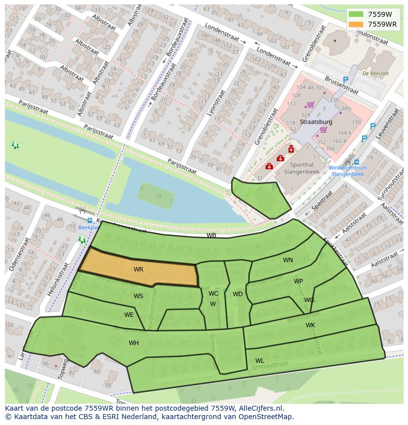 Afbeelding van het postcodegebied 7559 WR op de kaart.
