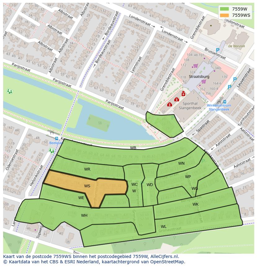 Afbeelding van het postcodegebied 7559 WS op de kaart.