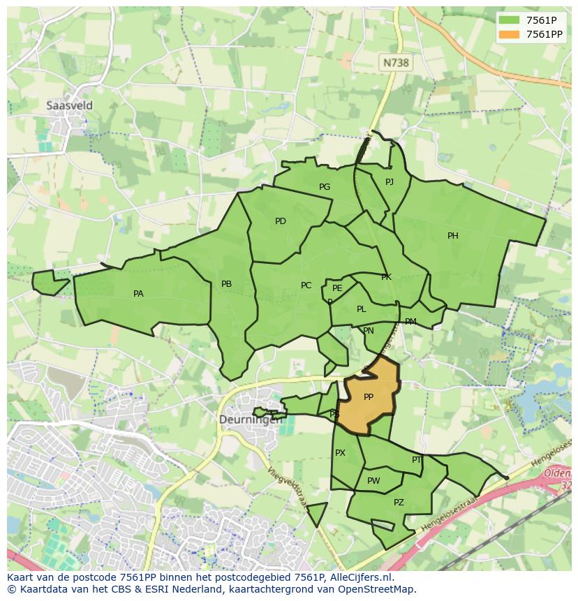 Afbeelding van het postcodegebied 7561 PP op de kaart.