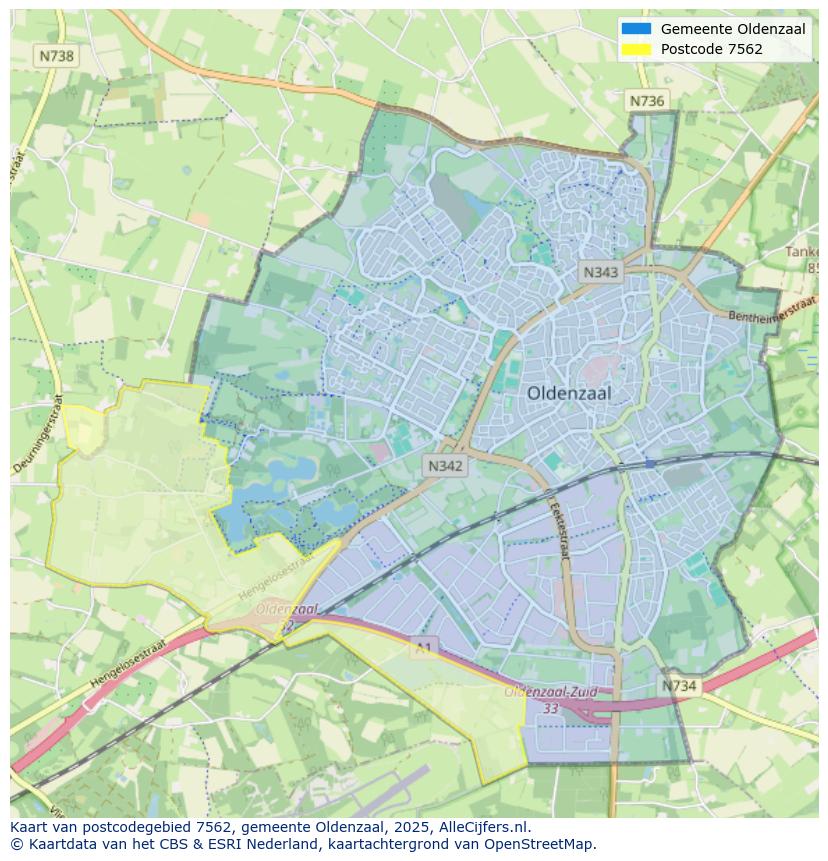 Afbeelding van het postcodegebied 7562 op de kaart.